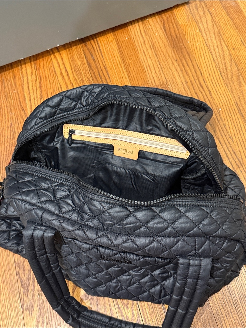 Like New MZ Wallace Jimmy Duffel Quilted Black Weekender Bag Black - Picture 4 of 5